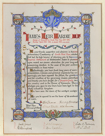 Testimonial presented to Keir Hardie by his friends & supporters in West Ham. 1907.