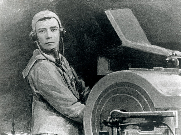 Jack Cornwell at his post on HMS Chester.