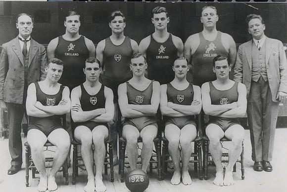 Plaistow United Swimming Club. Water Polo Team. 1928. (Channel swimmer Edward Temme-second left, back row).