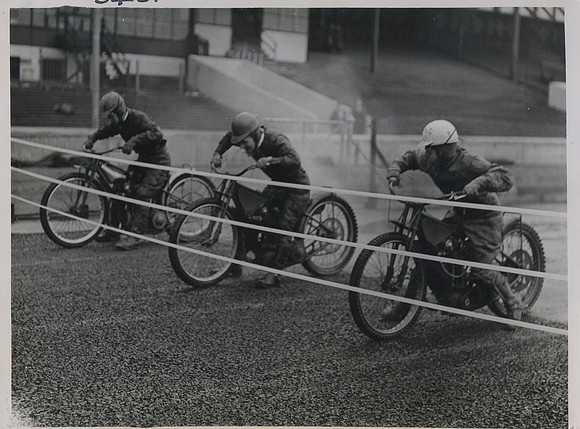 West Ham Stadium. New speedway surface. 1951.