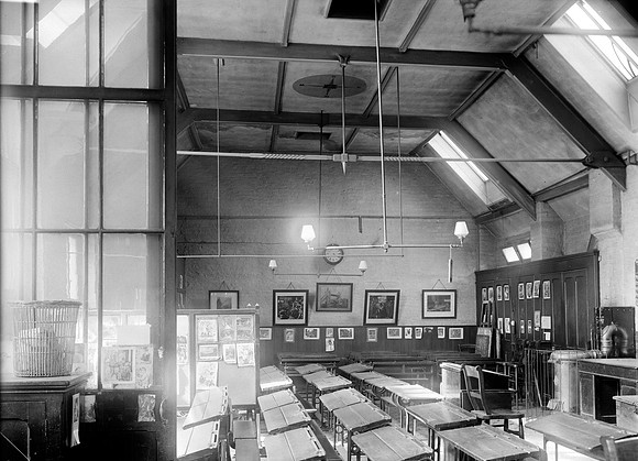West Ham Church School. Girls' Schoolroom No 2 looking north. 4 June 1925.