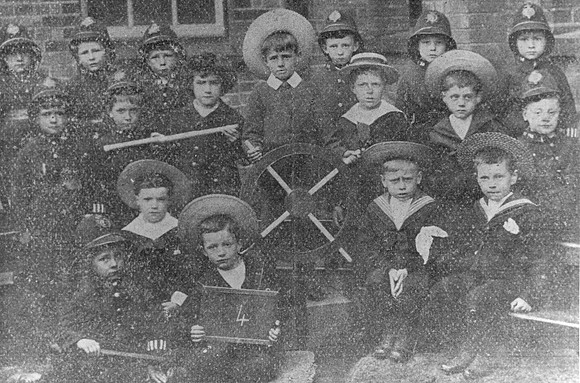 Children at Godwin Road School, Forest Gate. 1898.