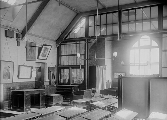 West Ham Church School. Girls' Schoolroom No 2 looking south. 4 June 1925.
