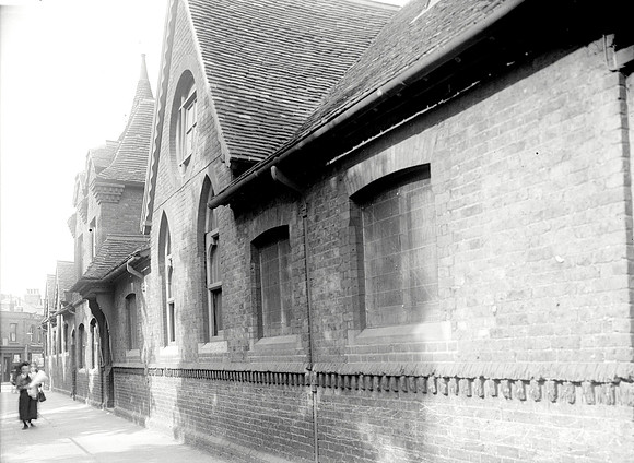 West Ham Church School from Church Passage. 4 June 1925.