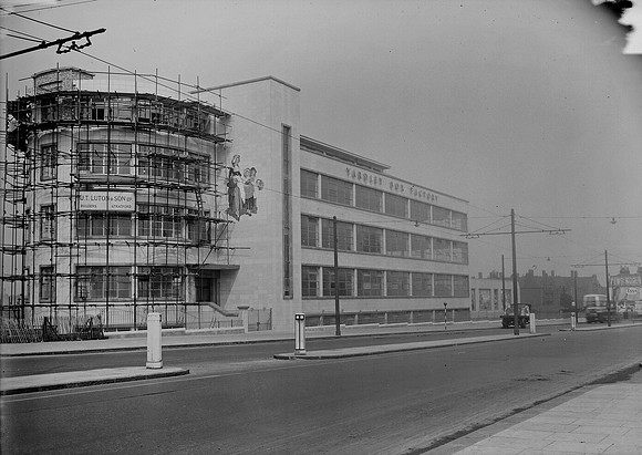 Stratford High Street. (North side). Yardley's new buiding. 24 August 1937.