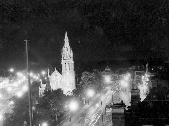 West Ham Borough Jubilee 1936. Illuminations from Town Hall roof.