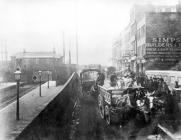 Traffic near Canning Town Station. 1884.