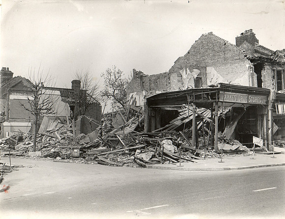 High Street North, East Ham. Bomb damage. 30 April 1941.