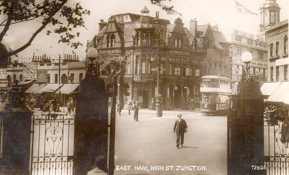 Junction of Barking Road & High Street, East Ham. 1932.