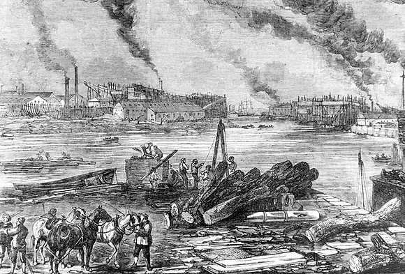 Mare & Co's Shipbuilding Works (later Thames Ironworks). 1854.
