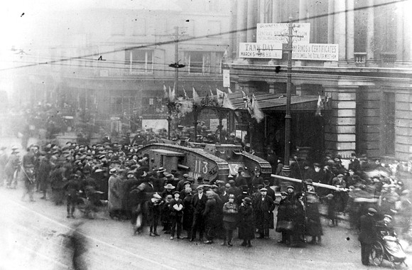 Tank Day, West Ham Town Hall. 5 March 1918.
