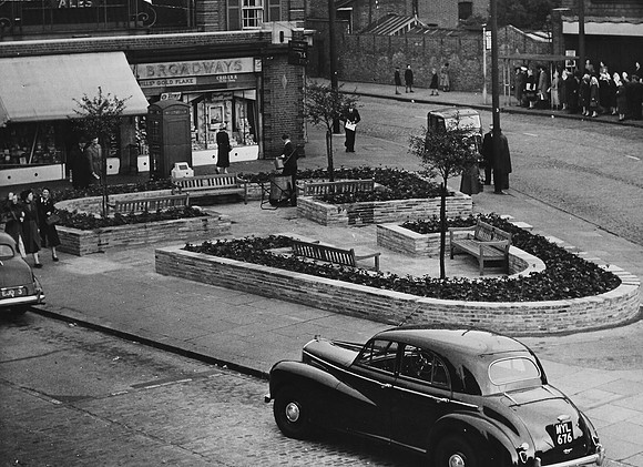 Gardens in West Ham Lane, Stratford. 1953