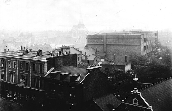 View of Maryland Point from the clock openings of The Grove Congregational Church, Stratford. c1920.