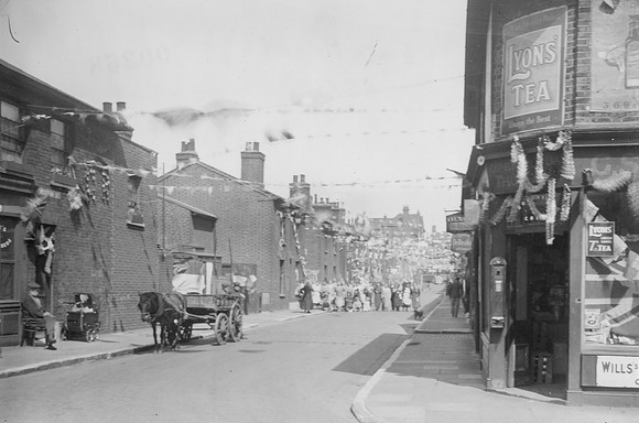1935 Silver Jubilee. Western Street, Stratford (looking towards Angel Lane).