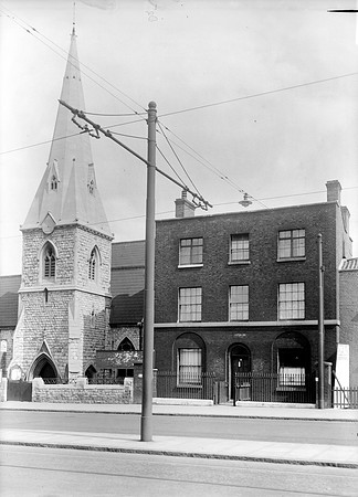 Christ Church and 217 High Street, Stratford. 19 August 1937