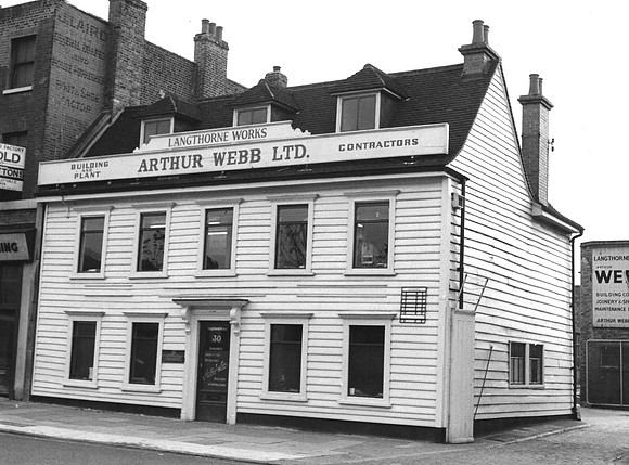Arthur Webb Ltd, Langthorne Works, 30 Romford Road, Stratford. (Former West Ham Dispensary). 1971