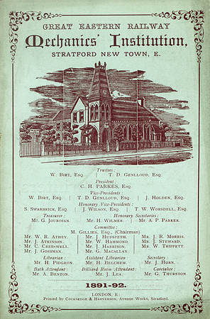 Great Eastern Railway Mechanics' Institution, Stratford New Town. Prospectus. 1891-92.