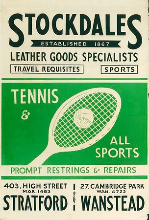 Poster advertising Stockdales, High Street, Stratford. 1930s.