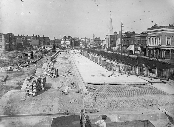 Stratford High Street widening. 24 July 1935.