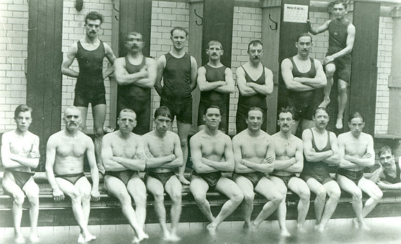 Sunday morning swimmers at Balaam Street Baths. 1911.