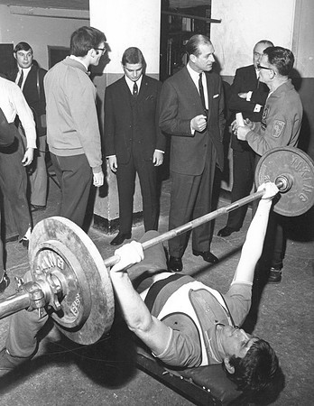 The Duke of Edinburgh visits Fairbairn House Boys' Club. c1960.