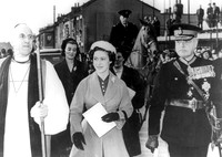 Princess Margaret attending the service to mark the laying of the foundation stone at St Philip's church, Plaistow. 1954.