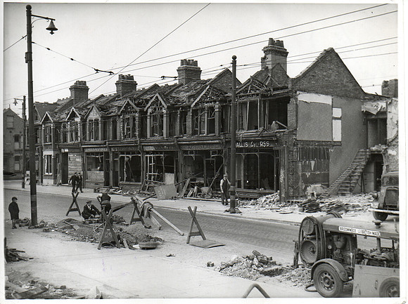 Plaistow Road. Bomb damage. 19 September 1940.