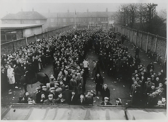Queue at West Ham United FC. 1958.