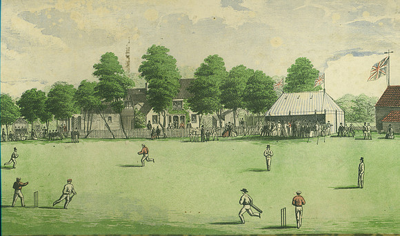 Cricket at the Spotted Dog Ground. c1870.