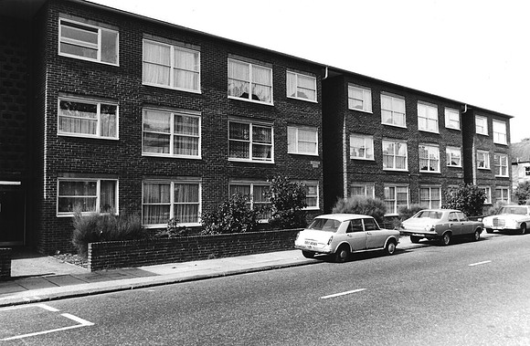 Flats on the site of the former St Mary's Vicarage, Stopford Road, E13. 2 October 1984