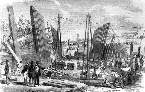 Construction of the Royal Victoria Dock. 1854.