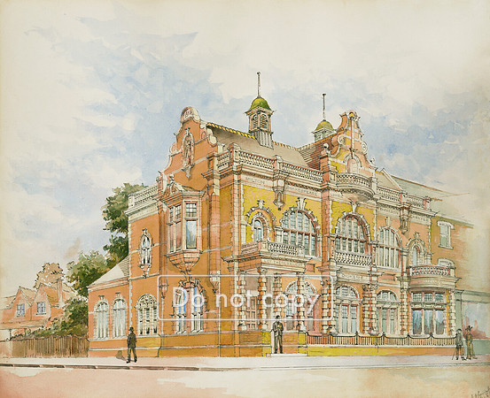 Manor Park. Drawing of proposed new library by AH Campbell, East Ham Borough Engineer.