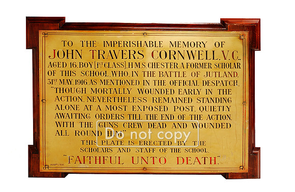 Jack Cornwell. Plaque at Cornwell School.