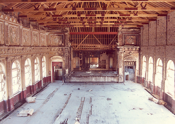 West Ham Town Hall. Fire-damaged interior. 29 September 1984.