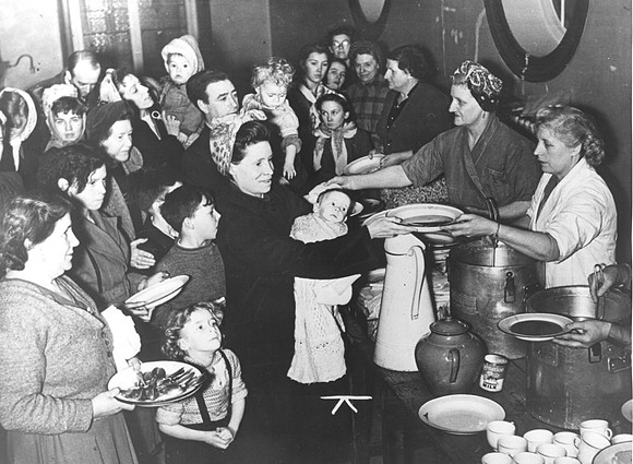 Rest centre for flood victims, Canning Town. 1953.