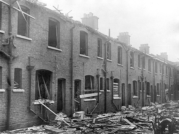 Silvertown Explosion 1917. Backs of firemen's dwellings.