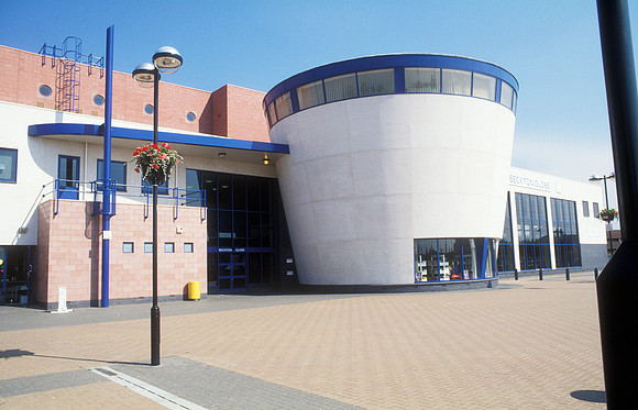 Beckton Globe. Library & Local Service Centre. Opened 1998.