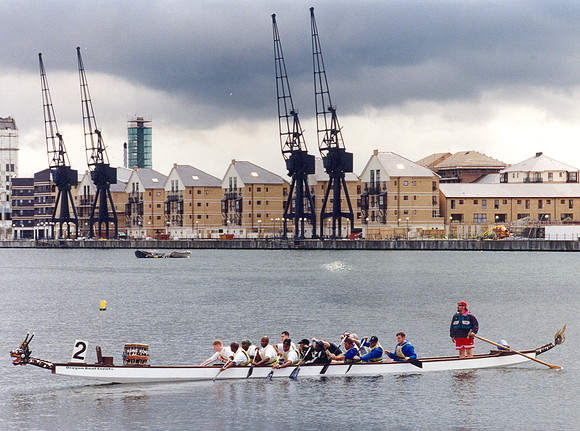 Dragon Boat Racing in the Royal Docks. June 1999.