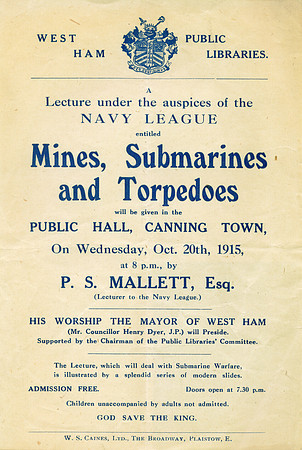 Lecture at Canning Town Public Hall. October 1915.