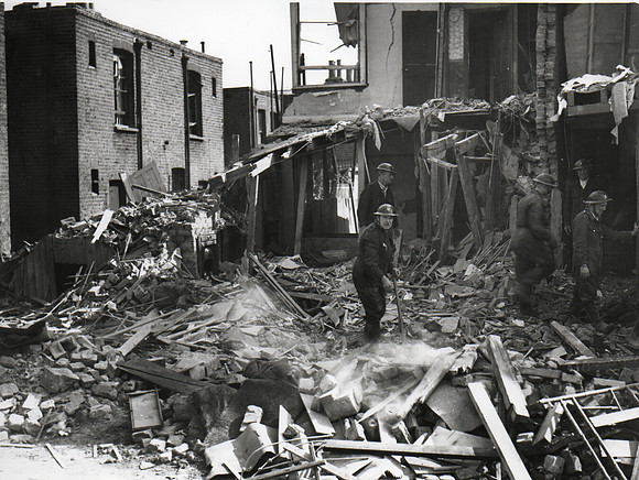 South Molton Street, Canning Town. Bomb damage. September 1940.